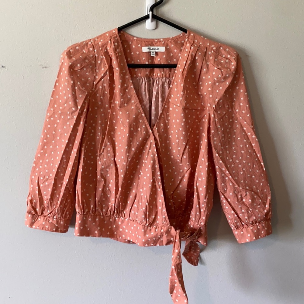 wrap long sleeve blouse